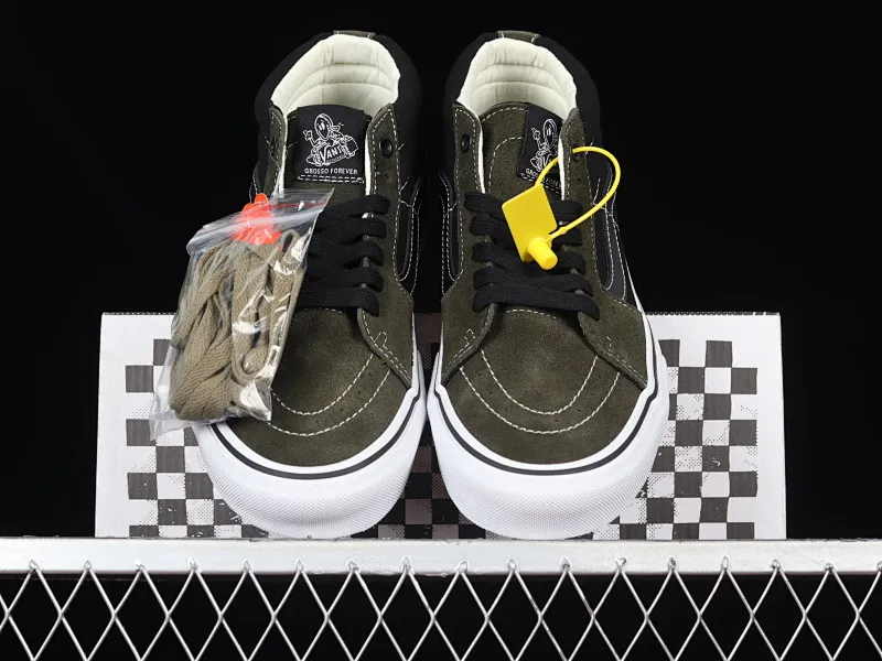 All categories Vans Vans series Vans Mid Vans Skate Grosso Mid Pro midnight green retro military color matching professional street casual skateboard shoes VN0A5FCG9BO